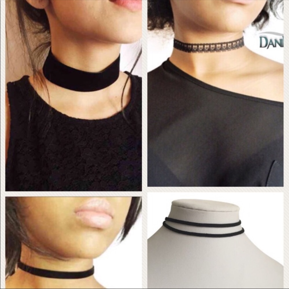Various black chokers